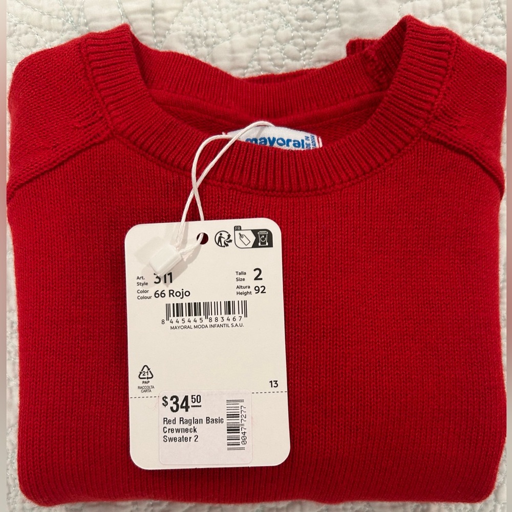 NWT Mayoral Red Crewneck Sweater (Boys)